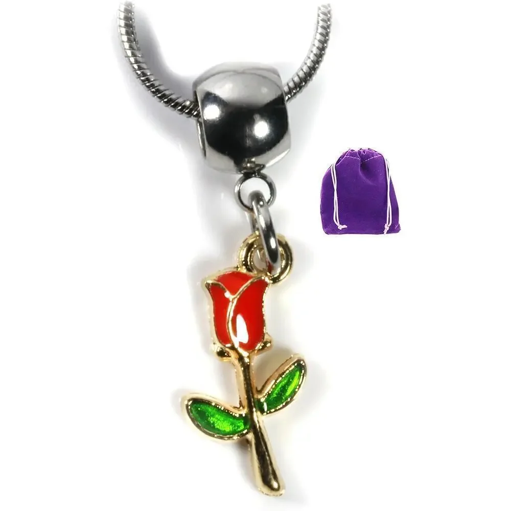 Dave The Bunny Rose Necklace for Women - Red flower Necklace
